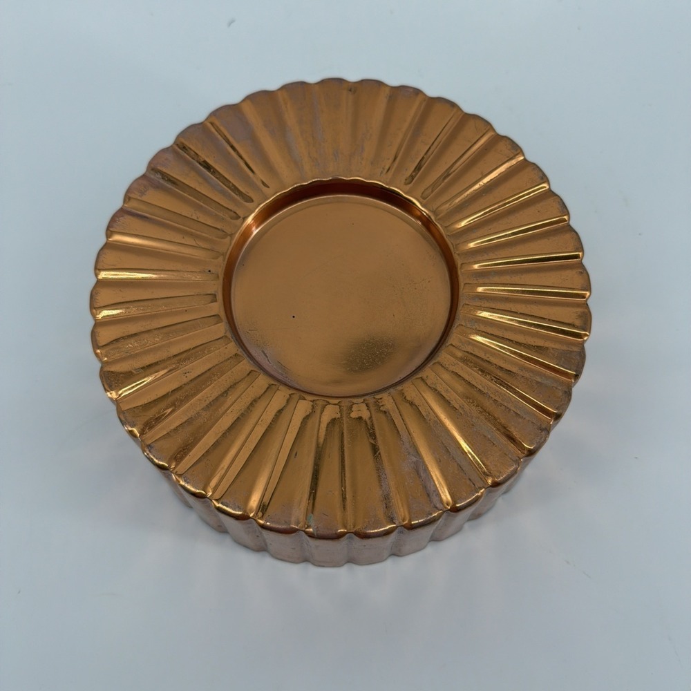 Vintage Heavy Lined Copper Ribbed Mold with Wall Hook